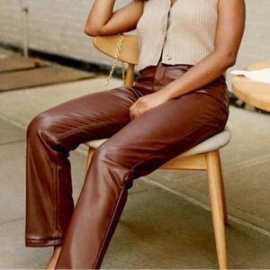 Abercrombie Vegan Leather 90s Straight Leg Ultra High Rise Pants - 26 X-Short